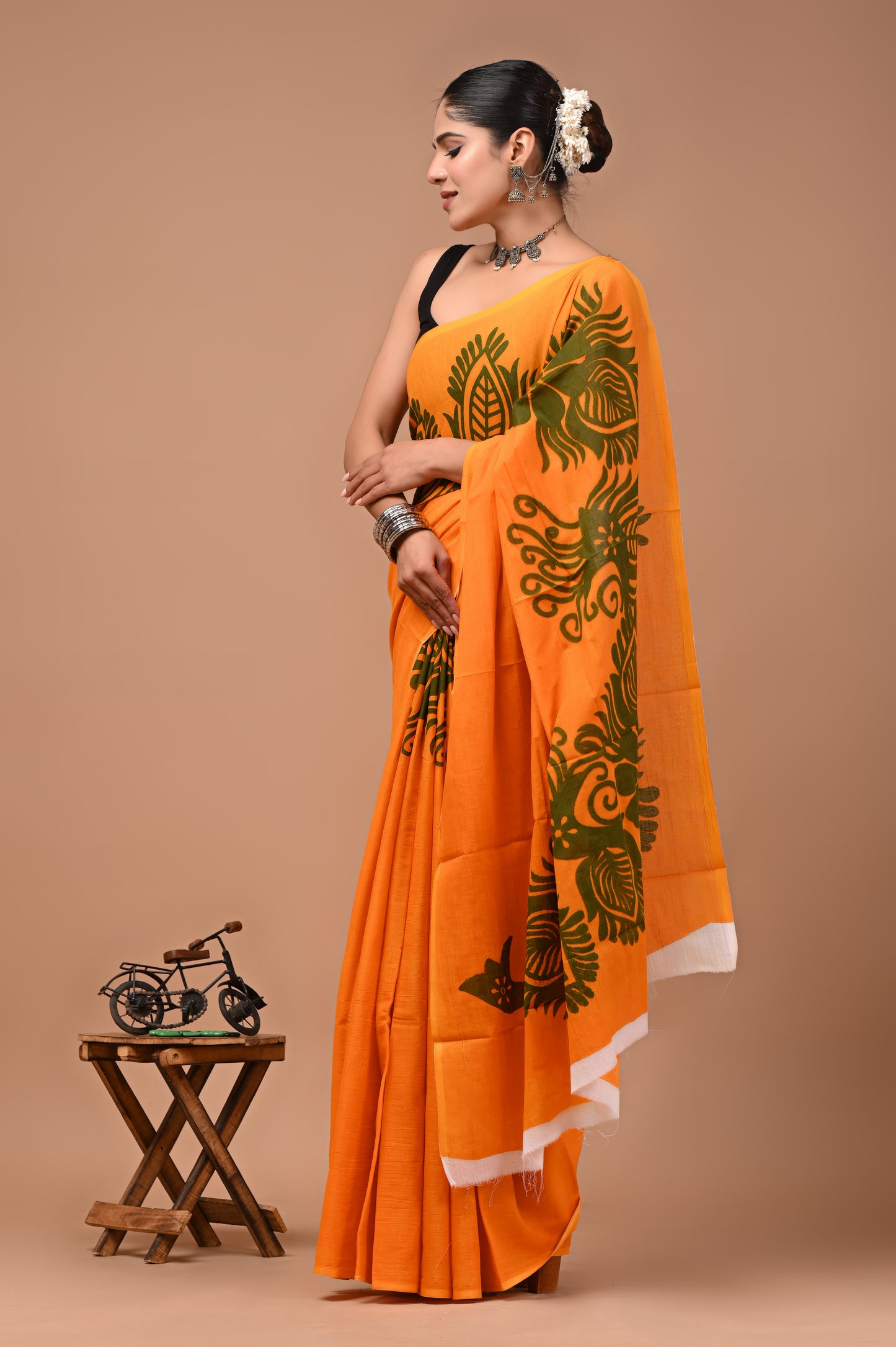 Printed Pure Cotton Mulmul Saree With Blouse