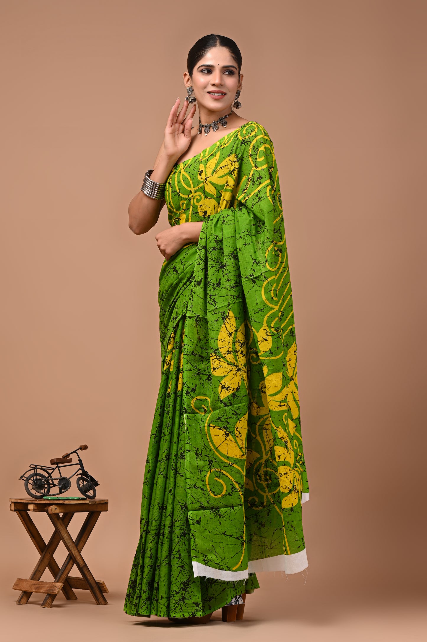 Printed Pure Cotton Mulmul Saree With Blouse