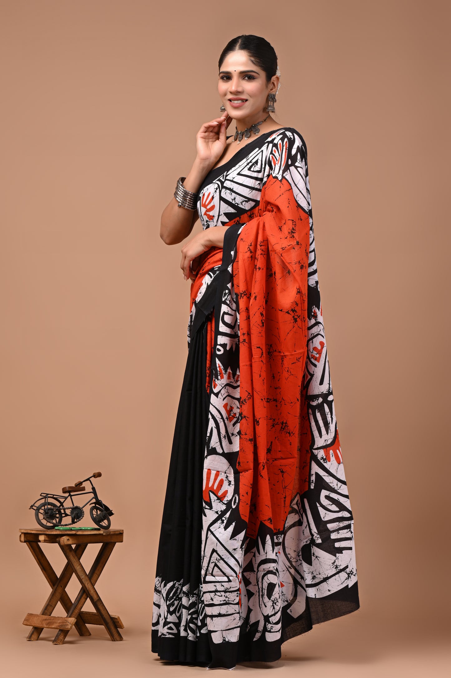 Printed Pure Cotton Mulmul Saree With Blouse