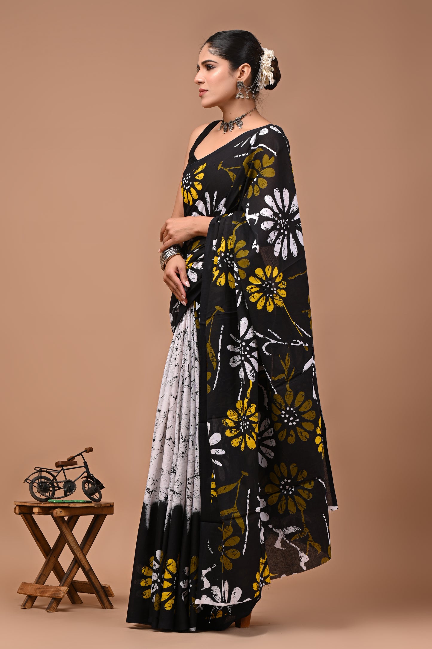 Printed Pure Cotton Mulmul Saree With Blouse