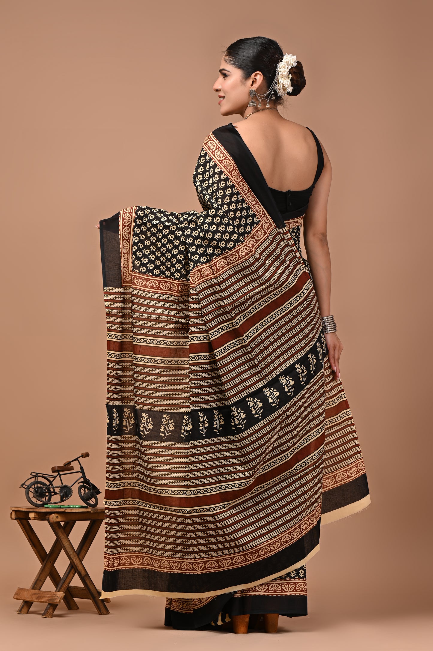 Printed Pure Cotton Mulmul Saree With Blouse
