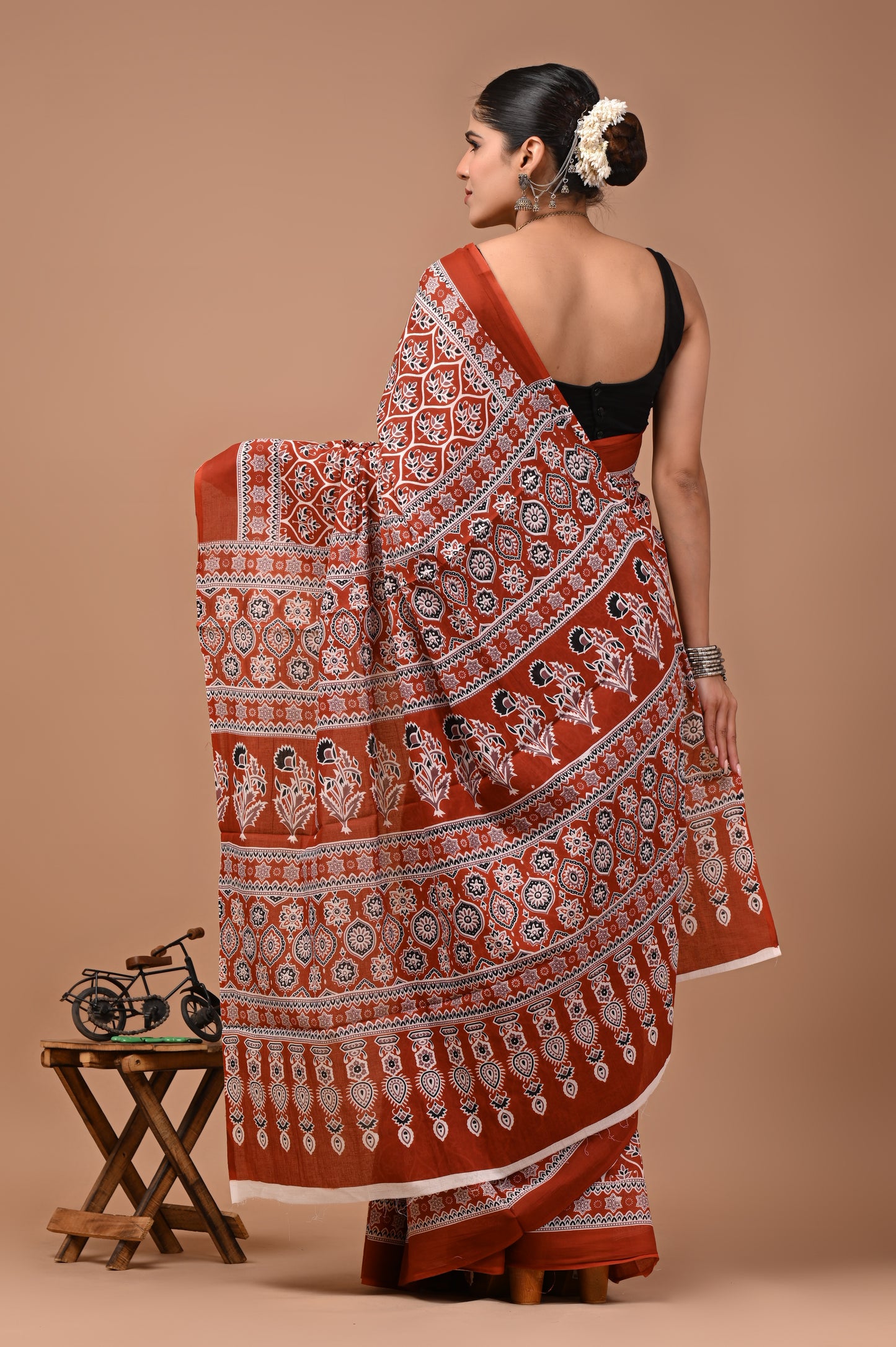 Printed Pure Cotton Mulmul Saree With Blouse