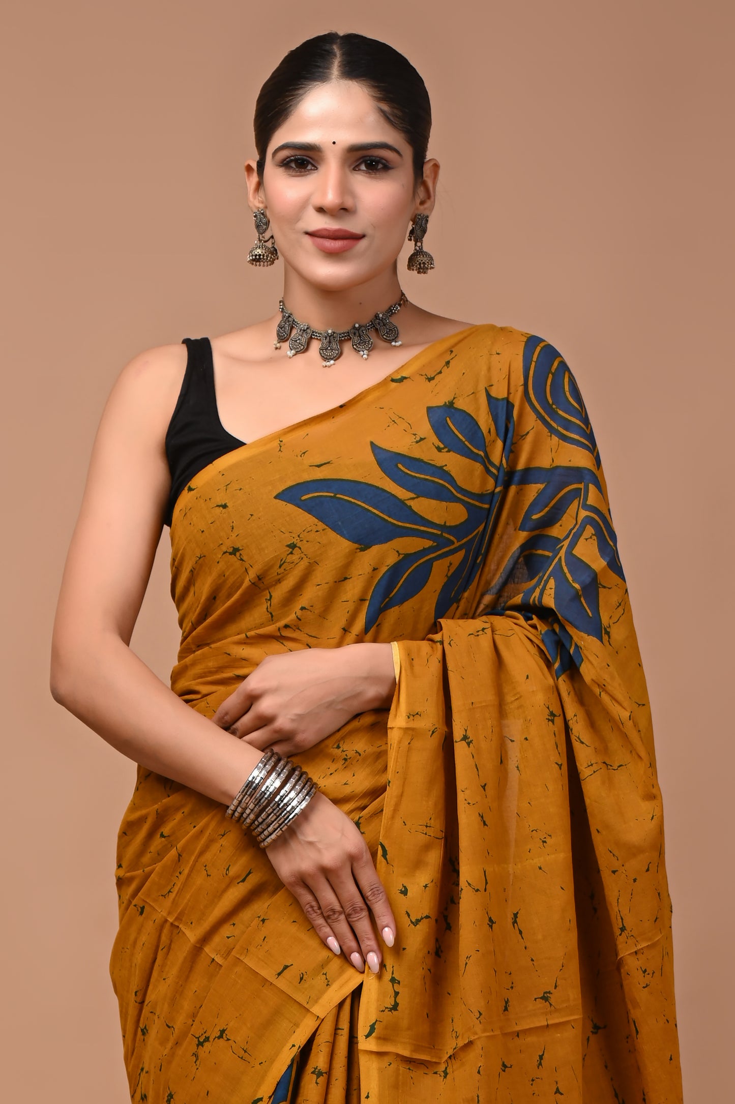 Printed Pure Cotton Mulmul Saree With Blouse