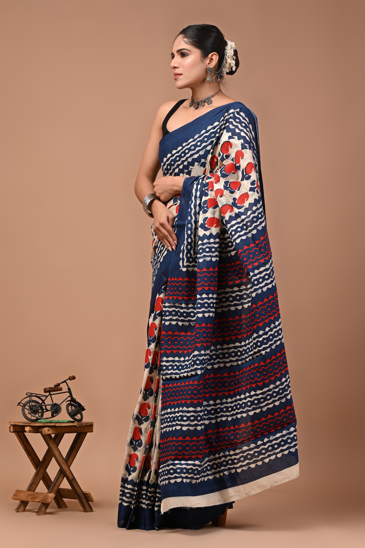 Printed Pure Cotton Mulmul Saree With Blouse