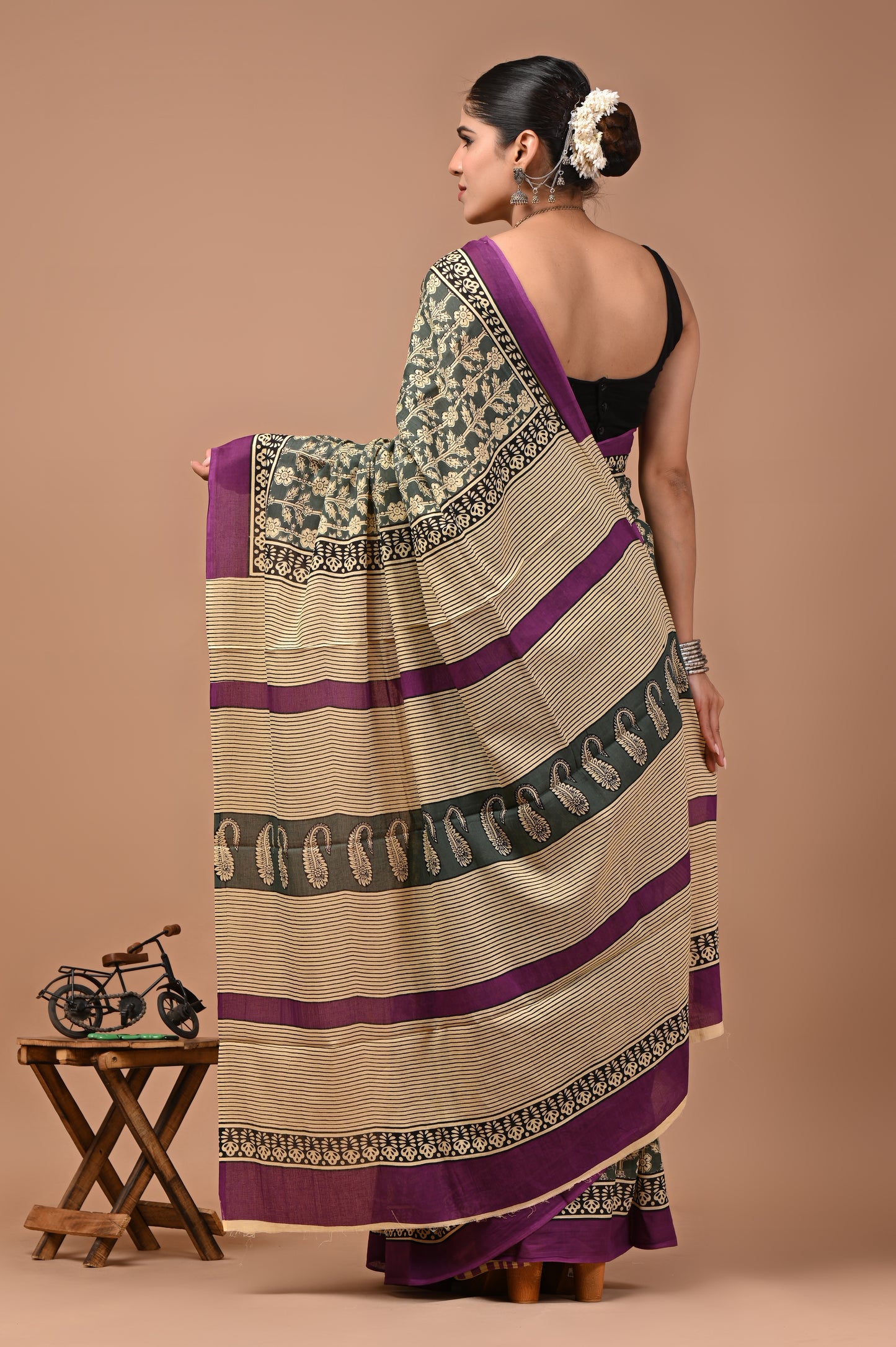 Printed Pure Cotton Mulmul Saree With Blouse