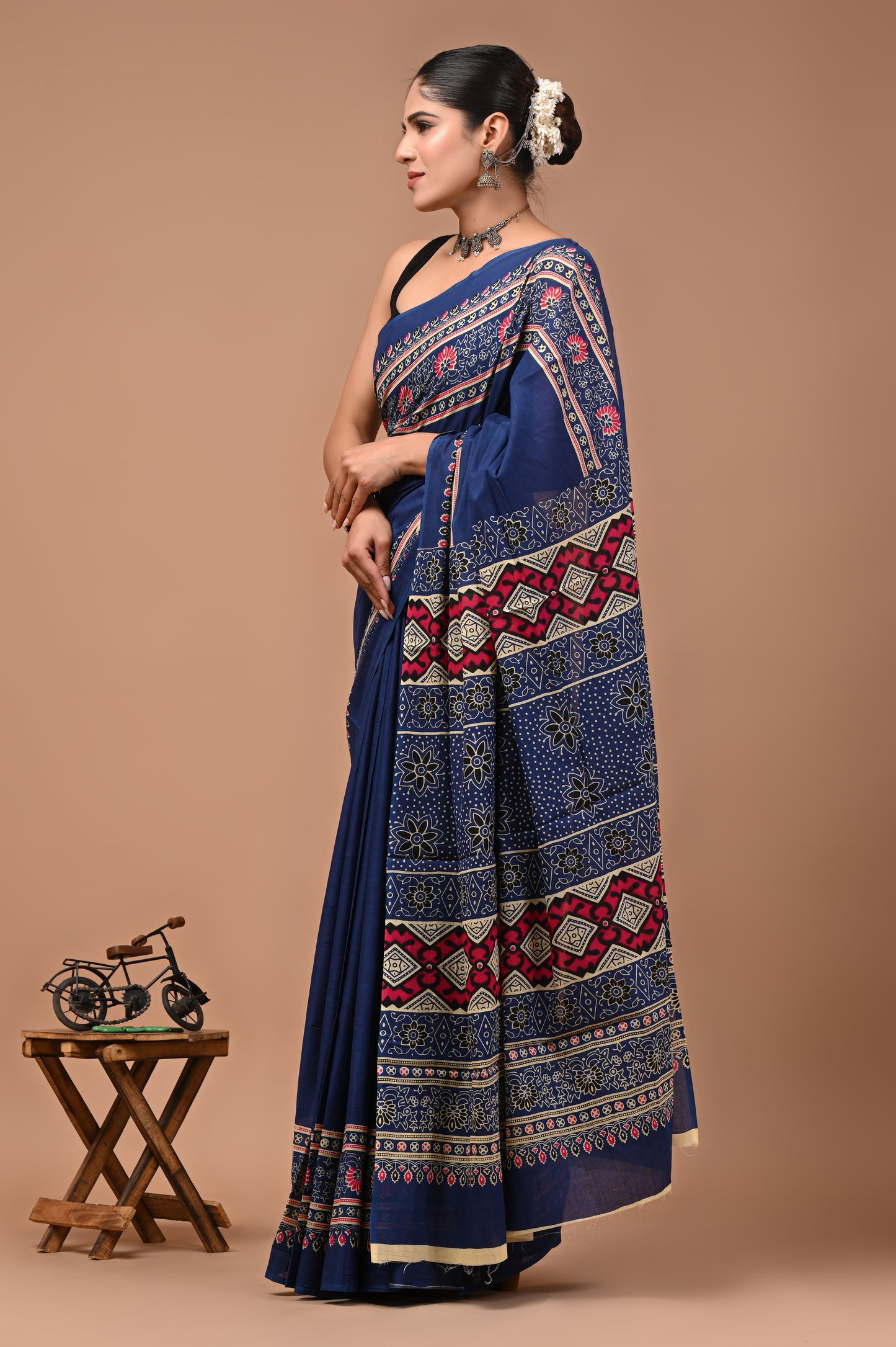 Printed Pure Cotton Mulmul Saree With Blouse
