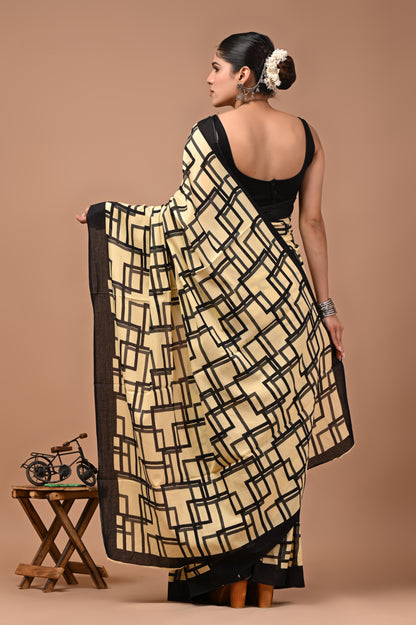 Printed Pure Cotton Mulmul Saree With Blouse