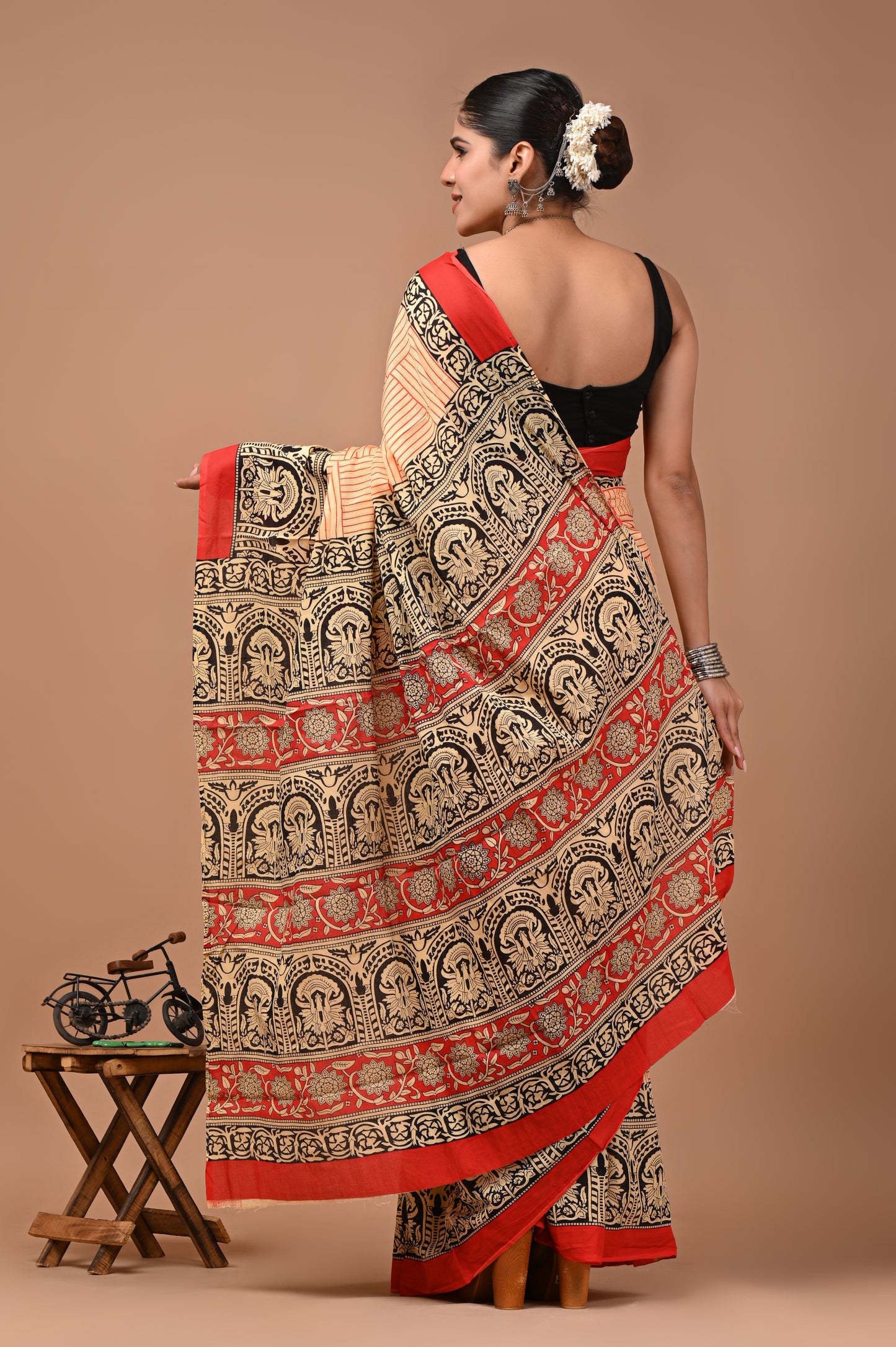 Printed Pure Cotton Mulmul Saree With Blouse