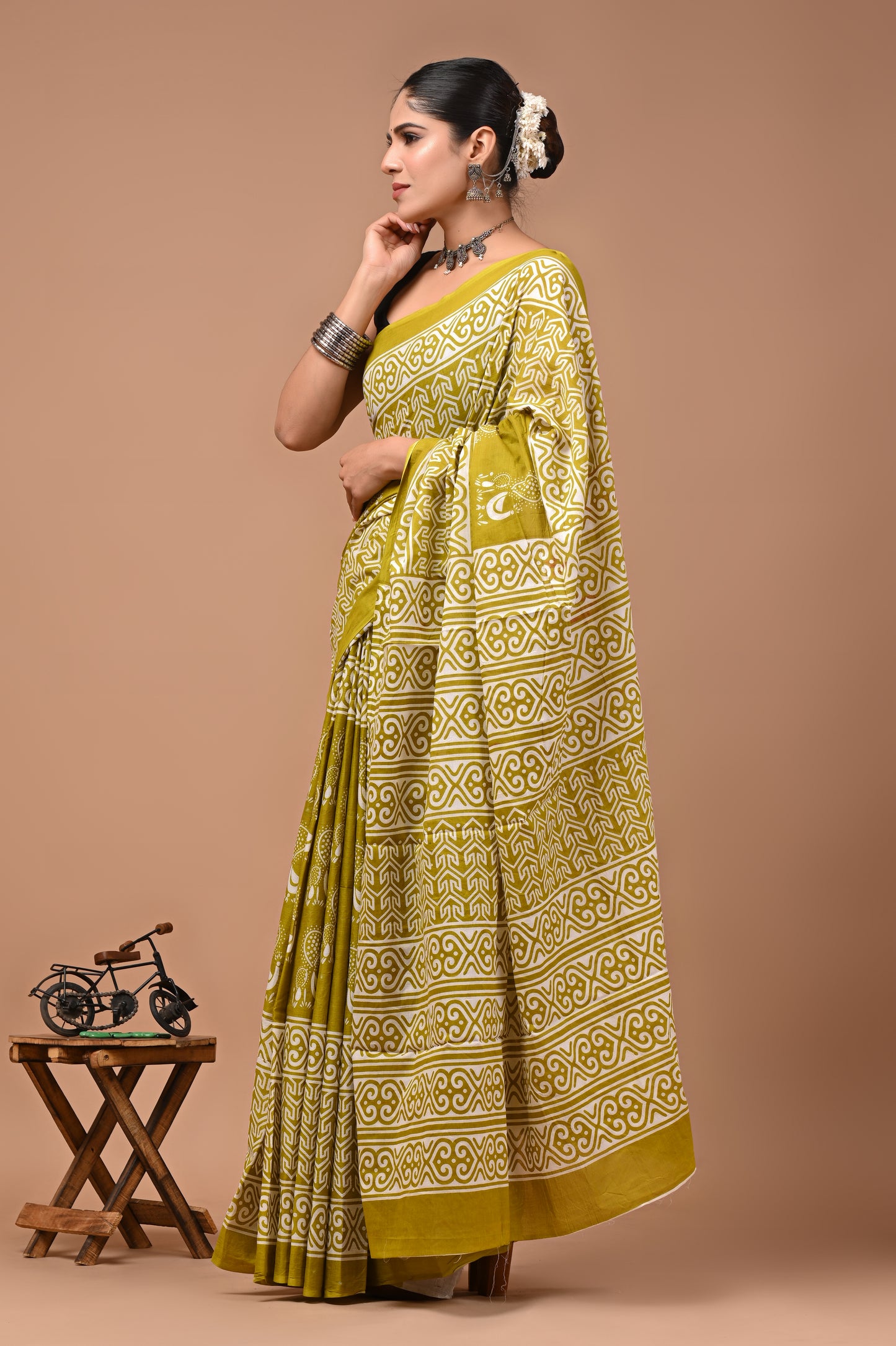 Printed Pure Cotton Mulmul Saree With Blouse