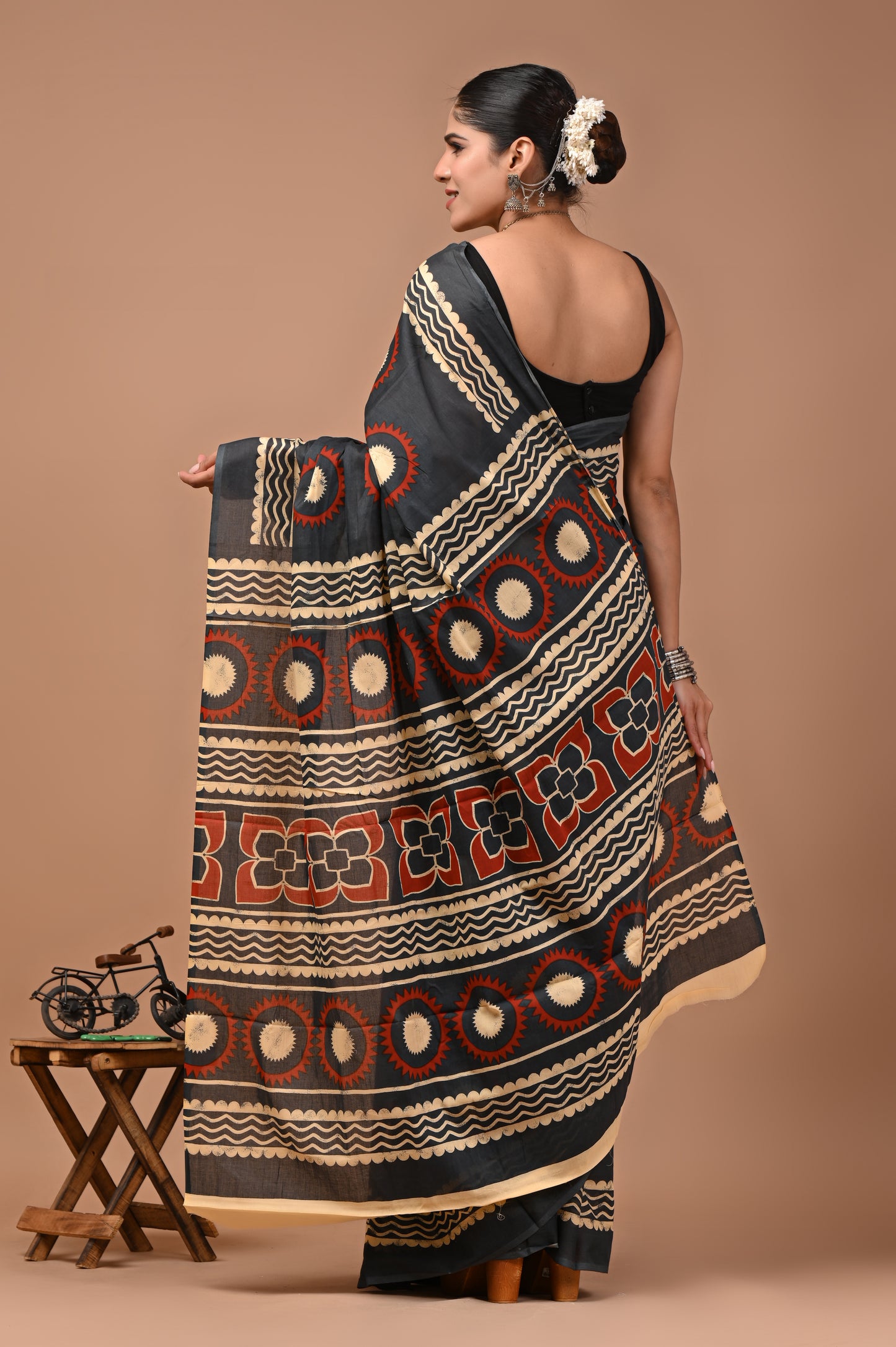 Printed Pure Cotton Mulmul Saree With Blouse