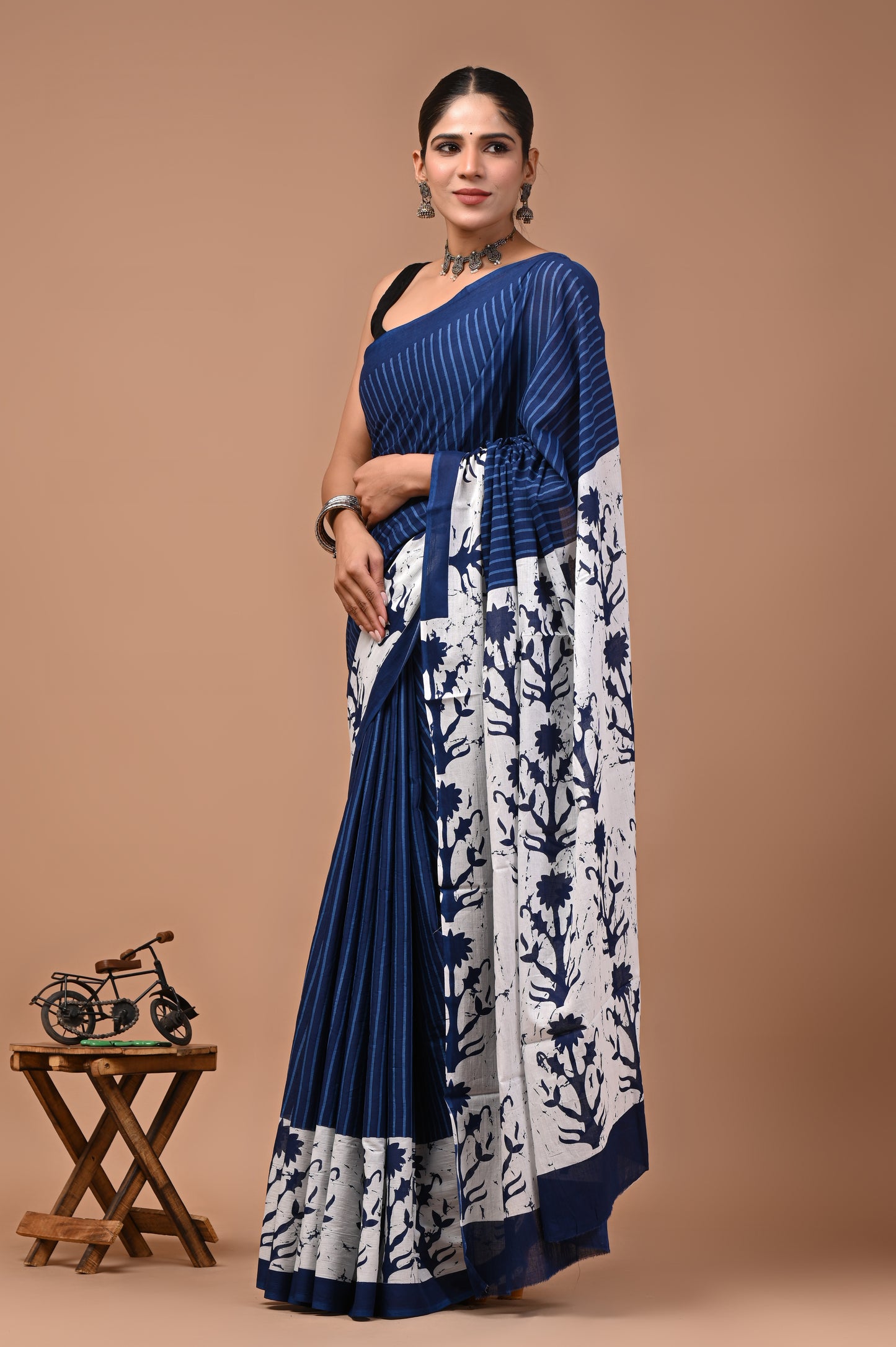 Printed Pure Cotton Mulmul Saree With Blouse