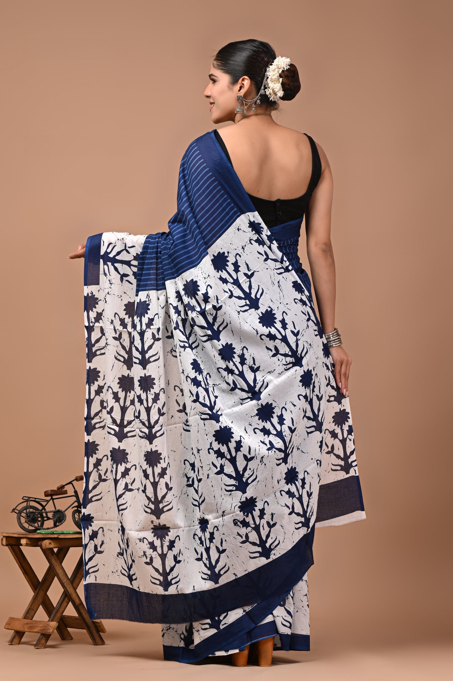 Printed Pure Cotton Mulmul Saree With Blouse