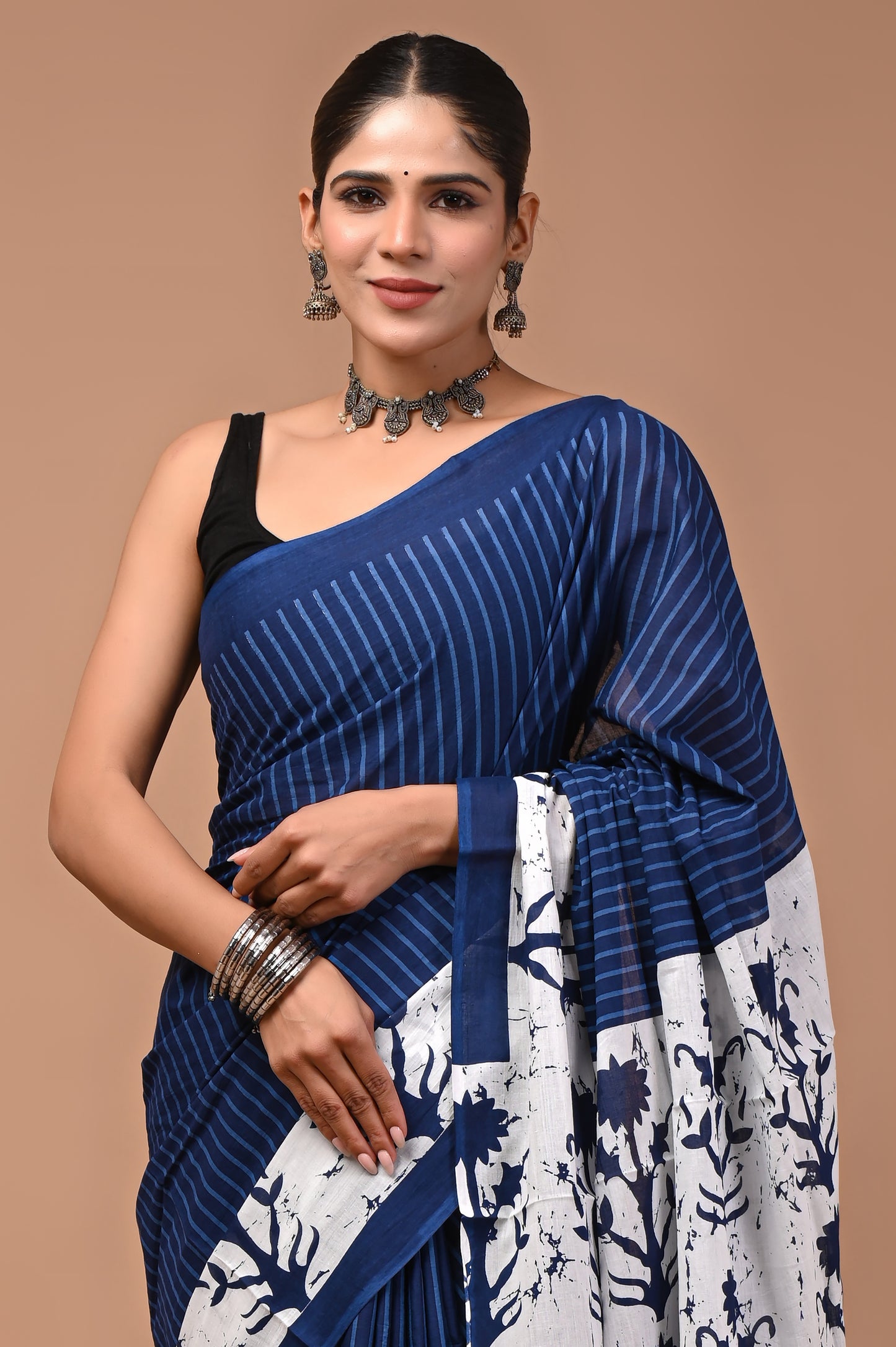 Printed Pure Cotton Mulmul Saree With Blouse