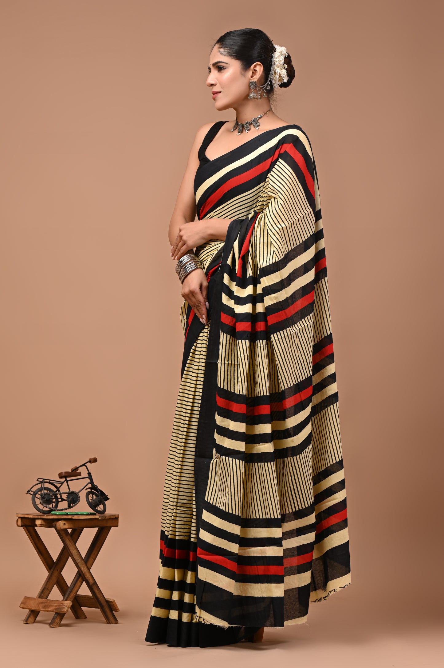 Printed Pure Cotton Mulmul Saree With Blouse
