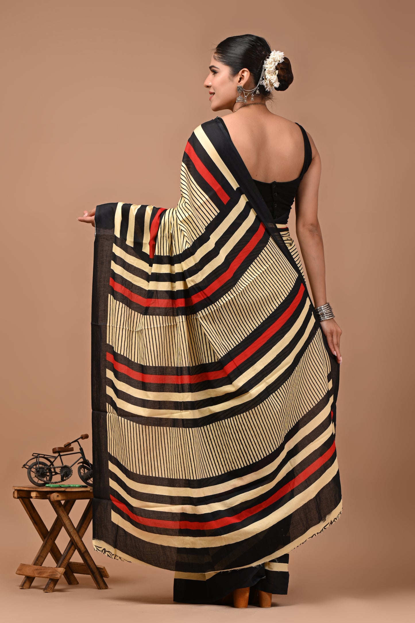 Printed Pure Cotton Mulmul Saree With Blouse