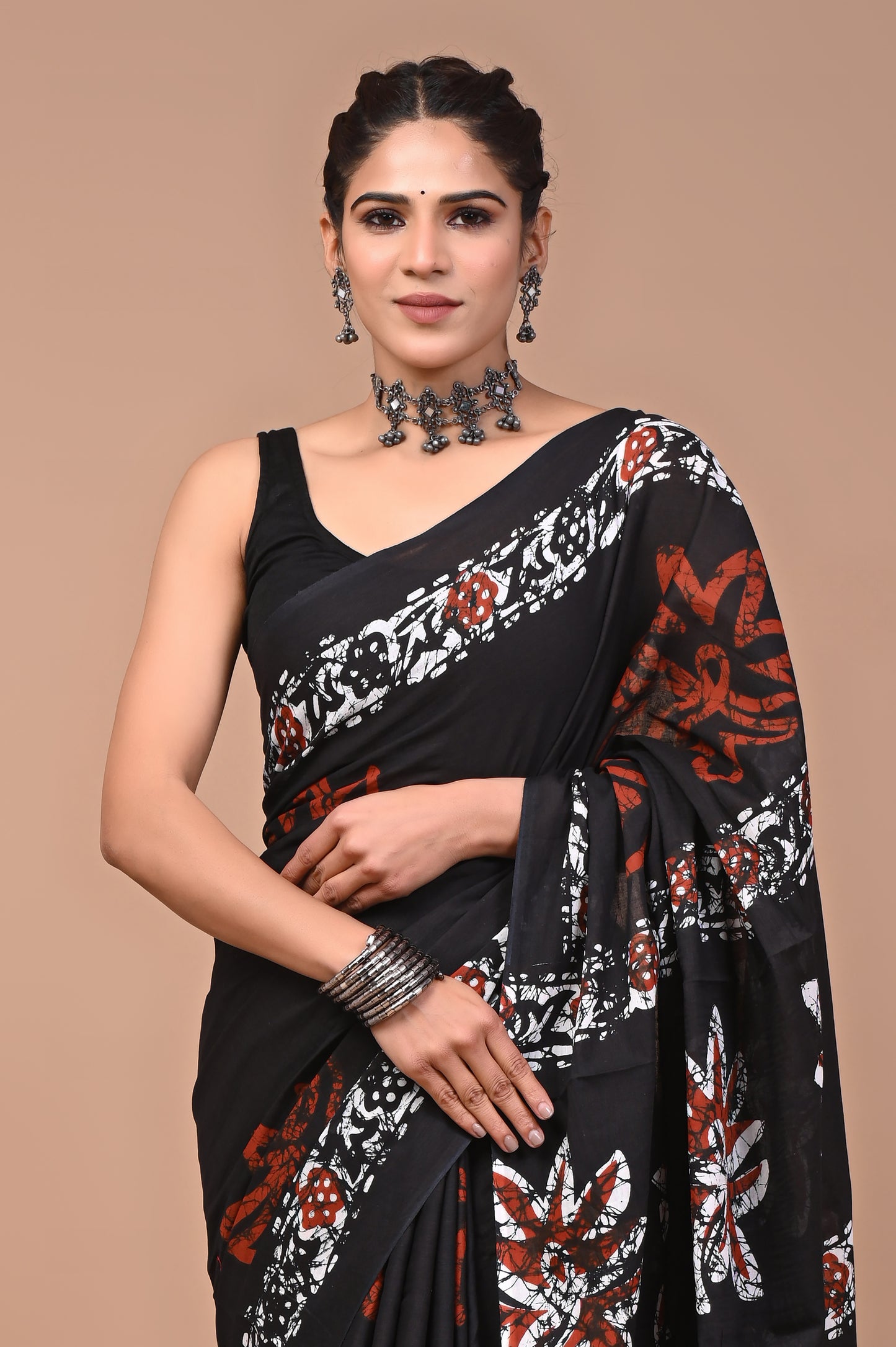 Printed Pure Cotton Mulmul Saree With Blouse