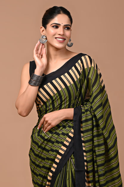 Exclusive Printed Pure Cotton Mulmul Saree With Blouse