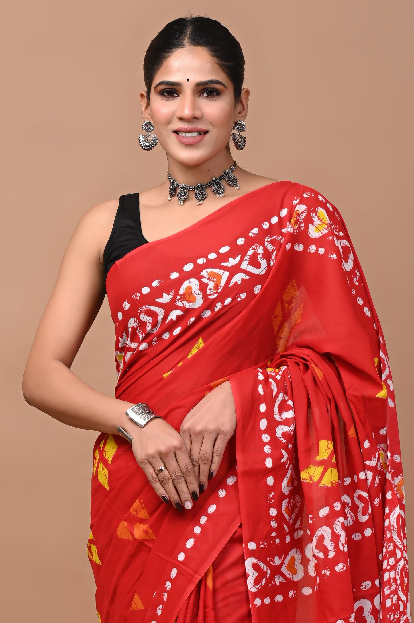 Jaipuri Printed Pure Cotton Mulmul Saree With Blouse