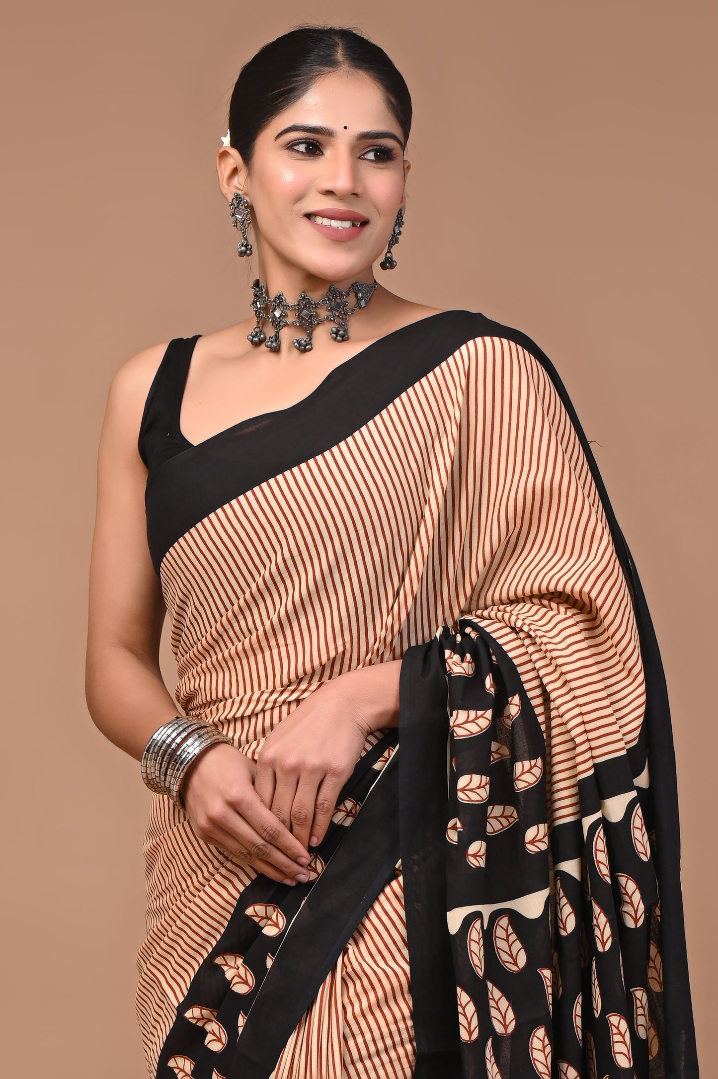 Printed Pure Cotton Mulmul Saree With Blouse