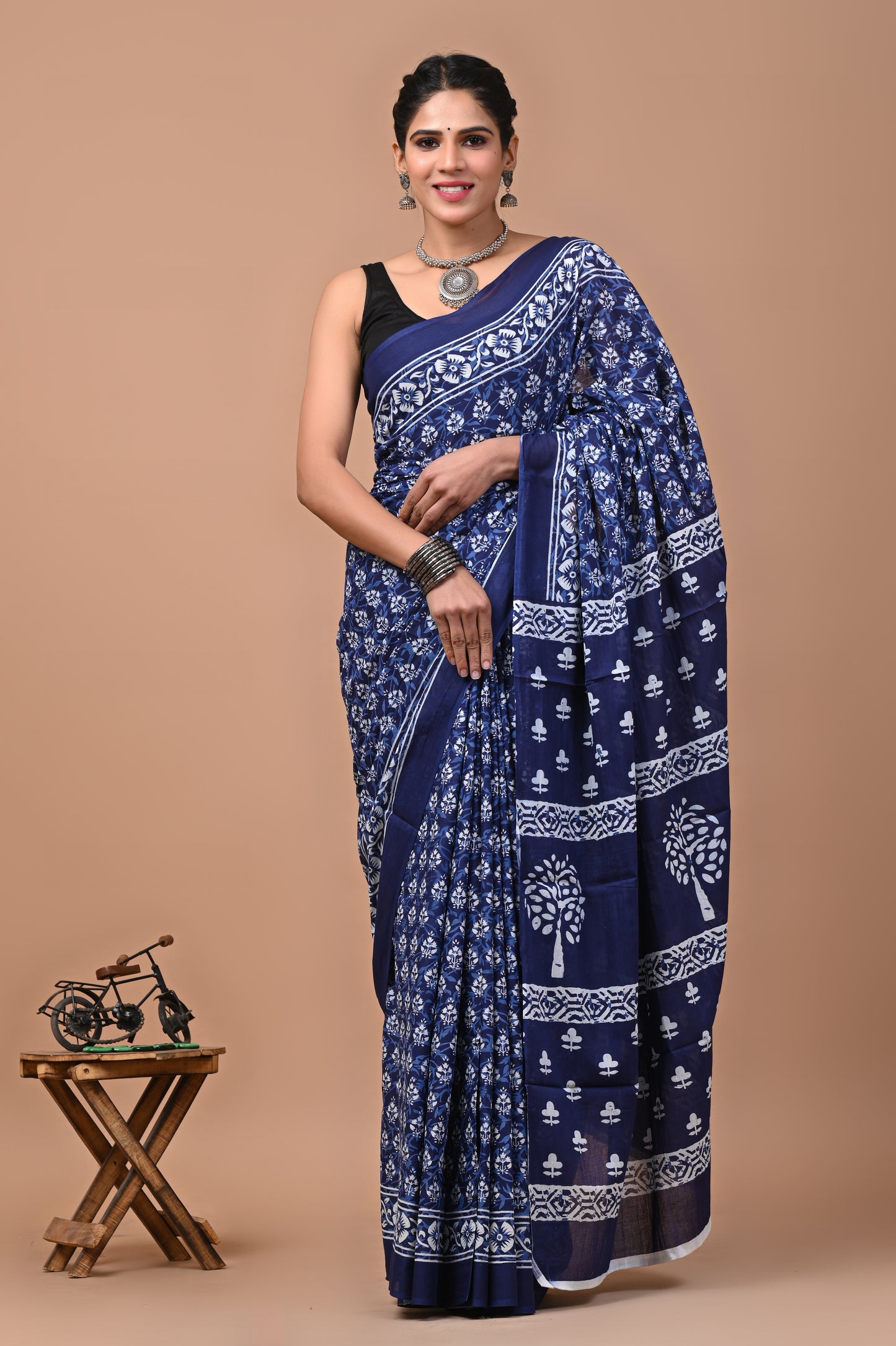 Printed Pure Cotton Mulmul Saree With Blouse