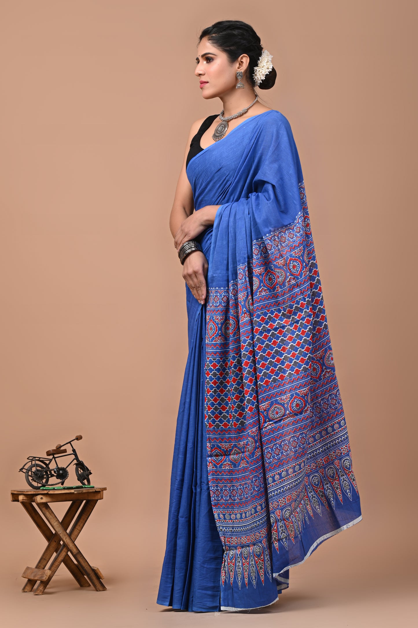 Printed Pure Cotton Mulmul Saree With Blouse