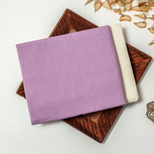 Airy Linen Lavender Kurta Fabric With Plain Dyed Pure Cotton Pyjama