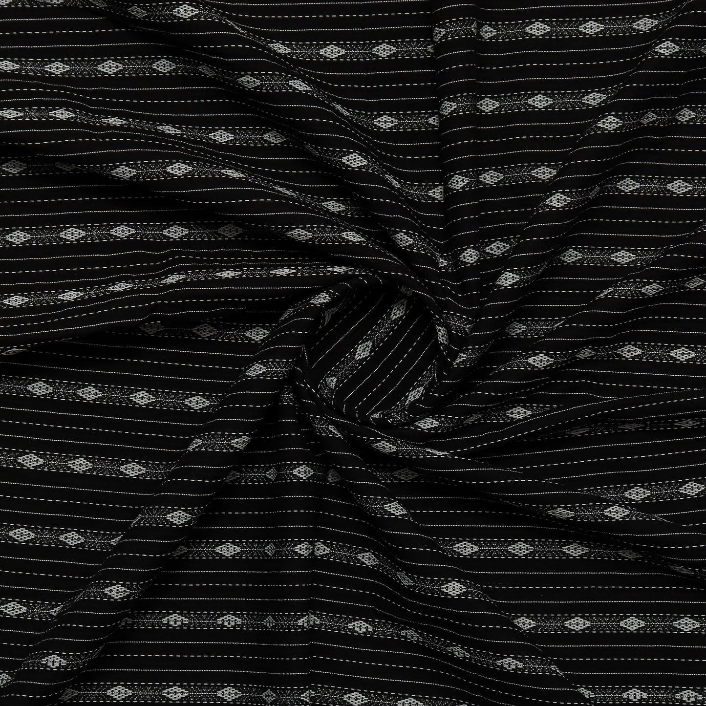 Black Pure Cotton Kantha Work Kurta Fabric (2.5 Meters) | and Plain Dyed Cotton Pyjama (2.5 Meters) | Unstitched Combo Set