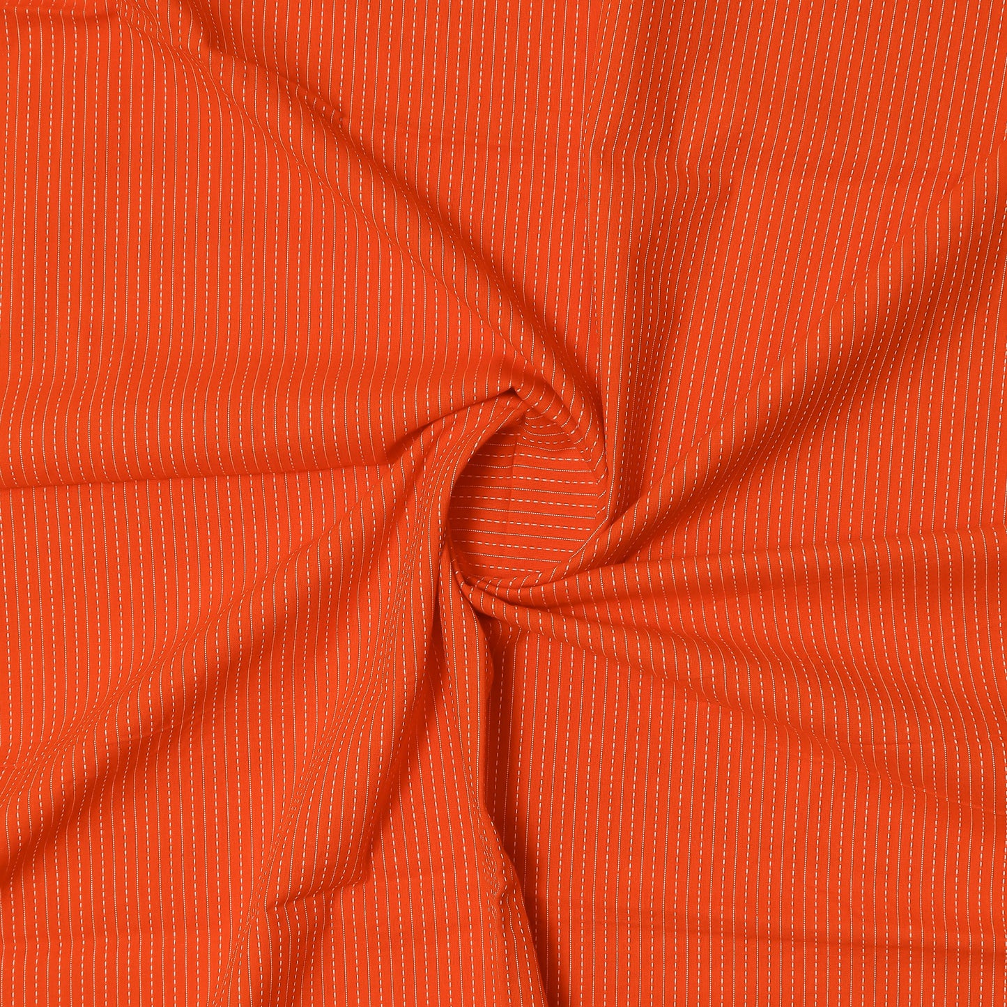 Orange Pure Cotton Kantha Work Kurta Fabric (2.5 Meters) | and Plain Dyed Cotton Pyjama (2.5 Meters) | Unstitched Combo Set