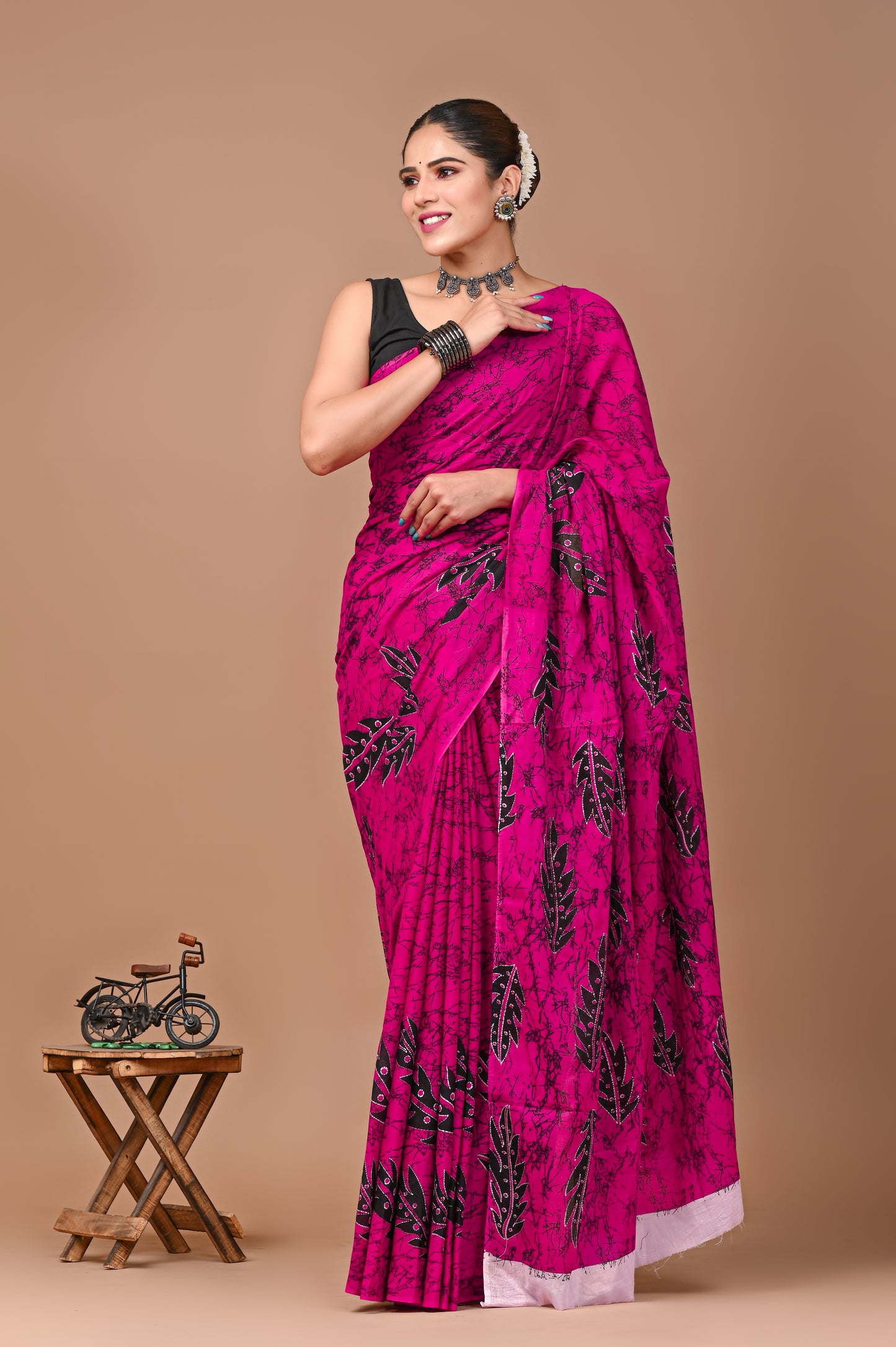 Printed Pure Cotton Mulmul Saree With Blouse