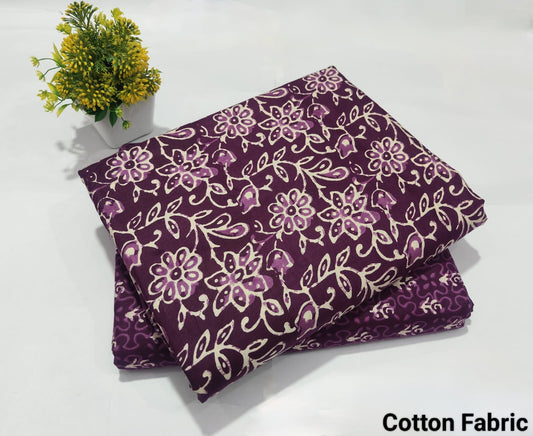 Maroon Printed Pure Cotton Combo Fabric set