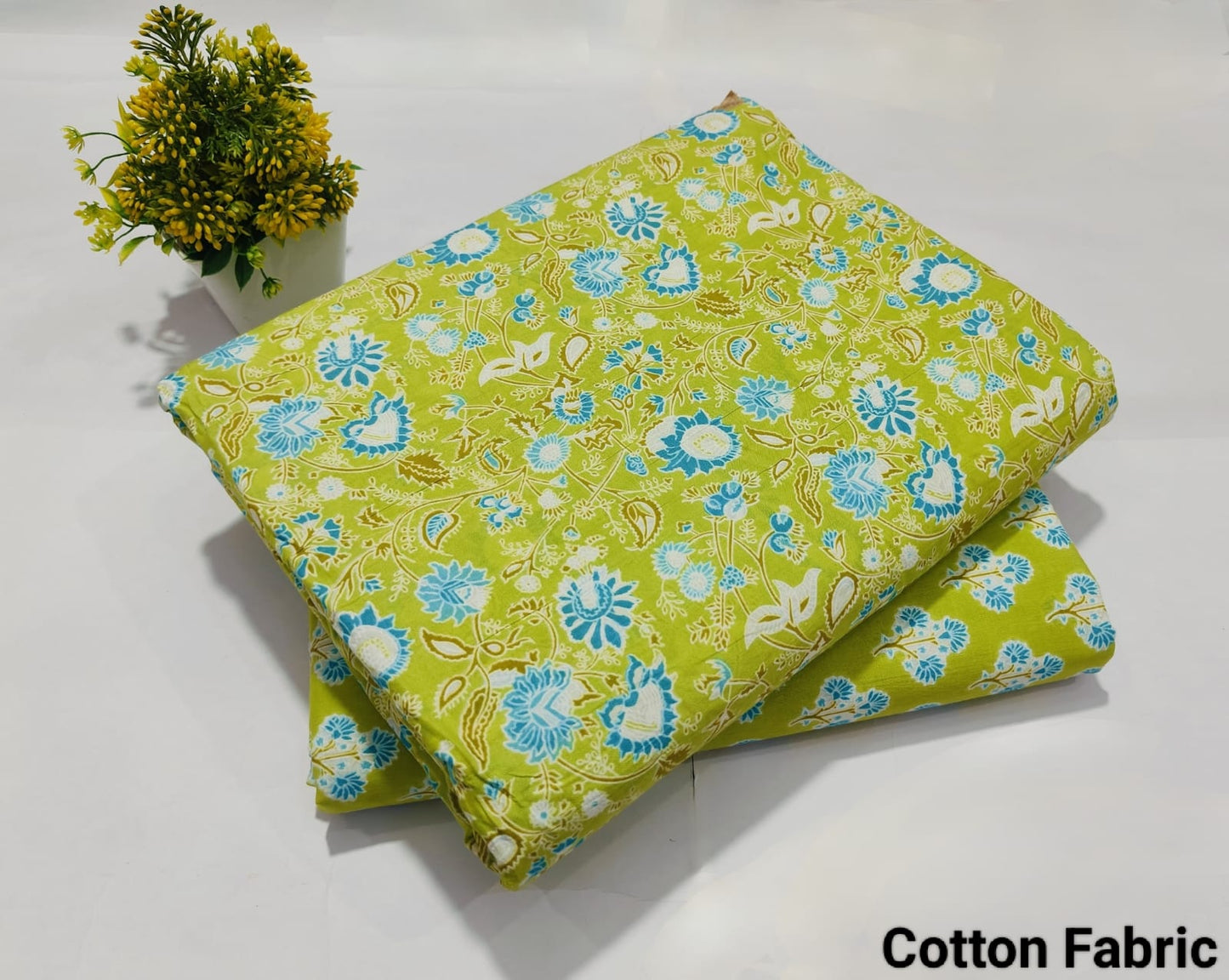 Yellow Printed Pure Cotton Combo Fabric set