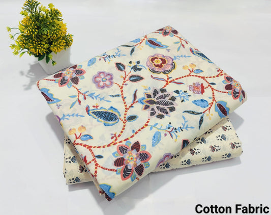 Floral Printed Pure Cotton Combo Fabric set