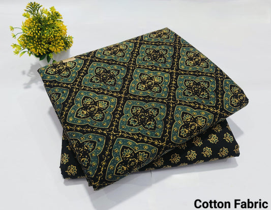 Green Printed Pure Cotton Combo Fabric set