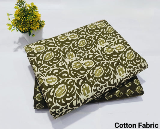 Green Printed Pure Cotton Combo Fabric set