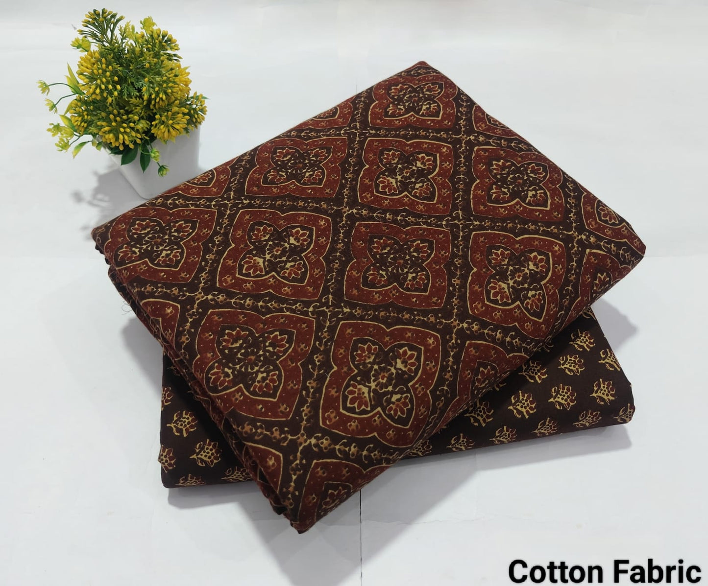 Maroon Printed Pure Cotton Combo Fabric set