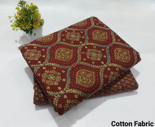 Maroon Printed Pure Cotton Combo Fabric set