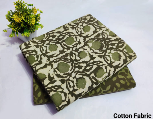 Green Printed Pure Cotton Combo Fabric set