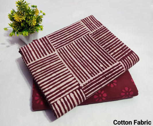Stripe Printed Pure Cotton Combo Fabric set