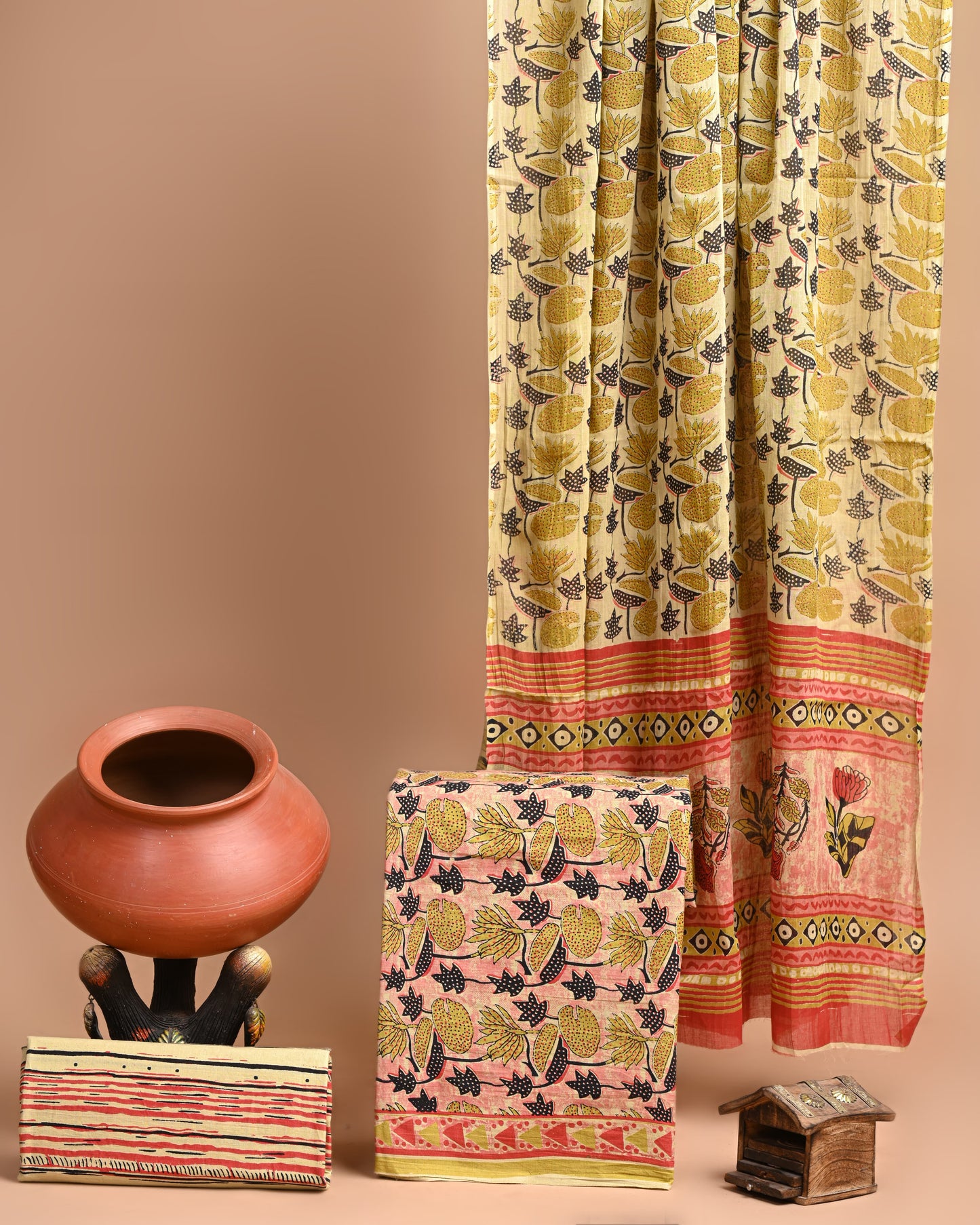 Designer Hand Block Print Pure Cotton Suit With Cotton Mulmul Dupatta