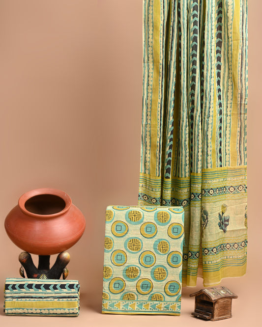 Designer Hand Block Print Pure Cotton Suit With Cotton Mulmul Dupatta