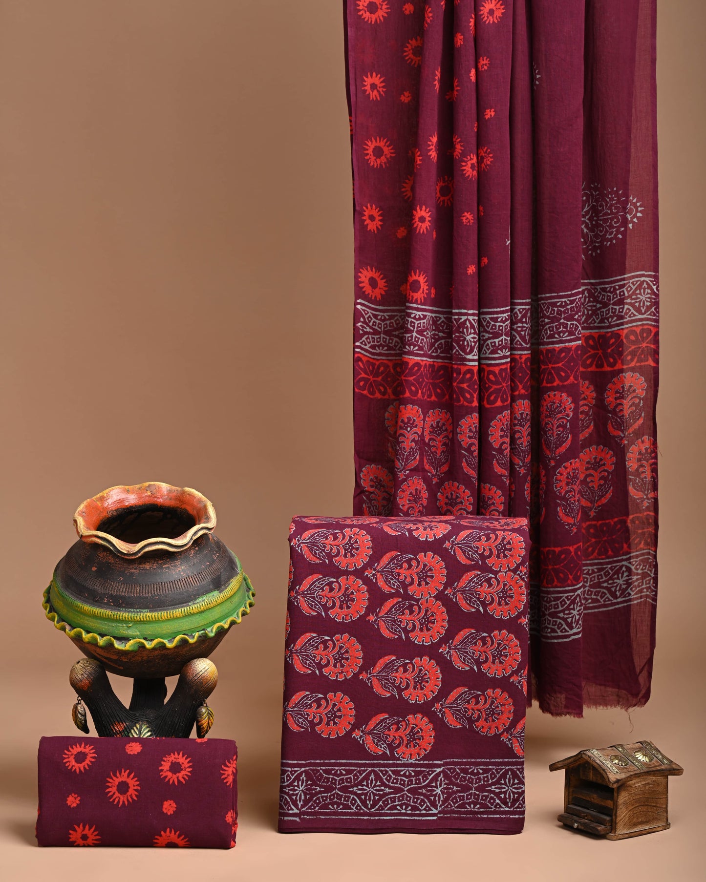 Printed Cotton Suits With Cotton Mulmul Dupatta