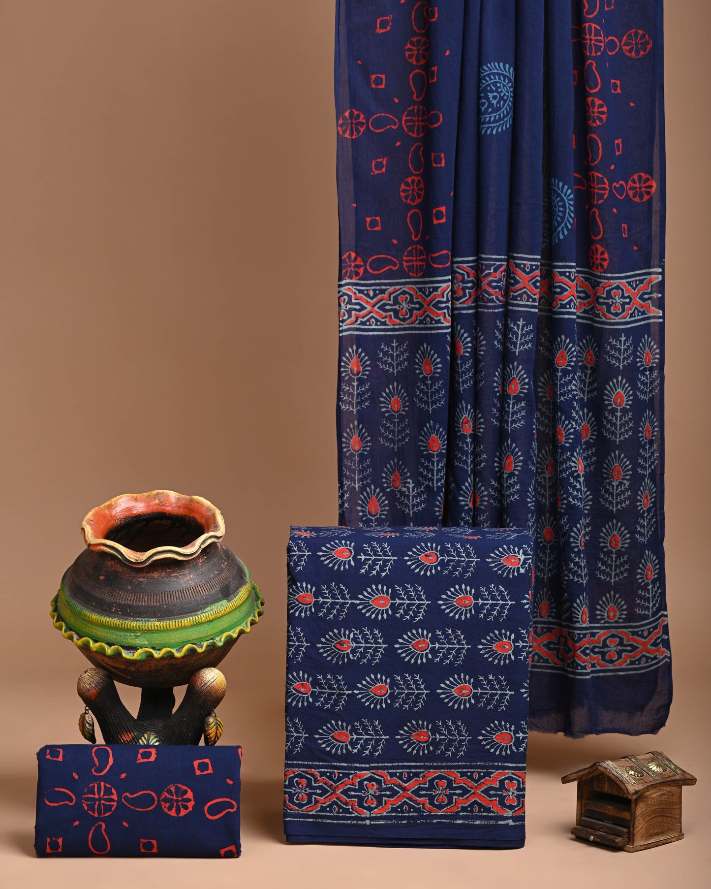 Block Printed Pure Cotton Suits With Cotton Mulmul Dupatta