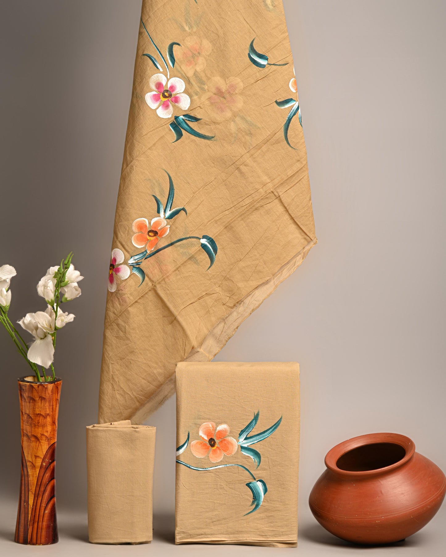 Block Printed Pure Cotton Suits With Cotton Mulmul Dupatta