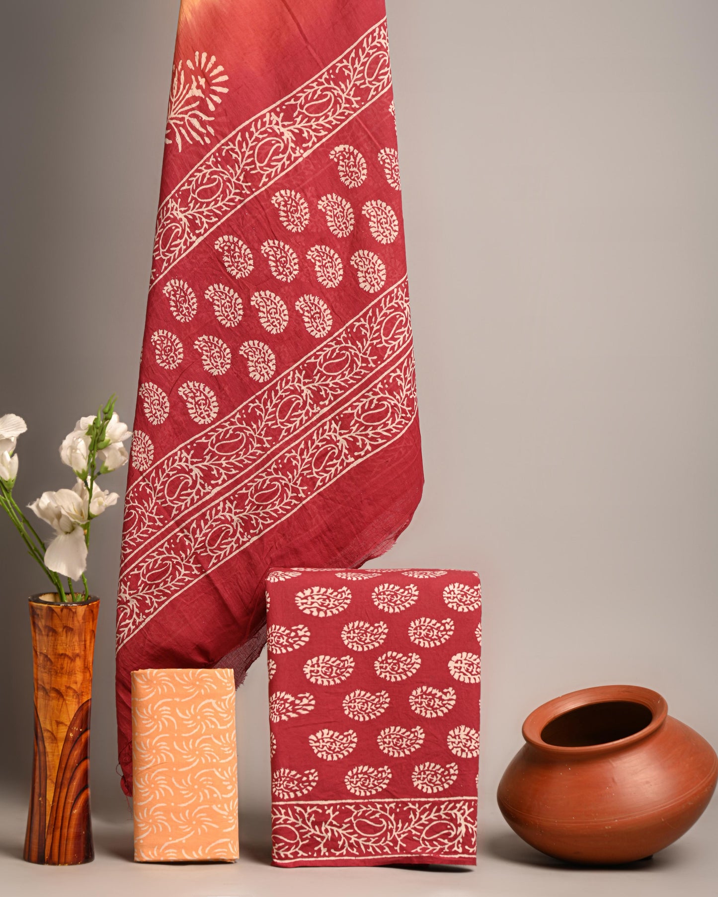 Block Printed Pure Cotton Suits With Cotton Mulmul Dupatta