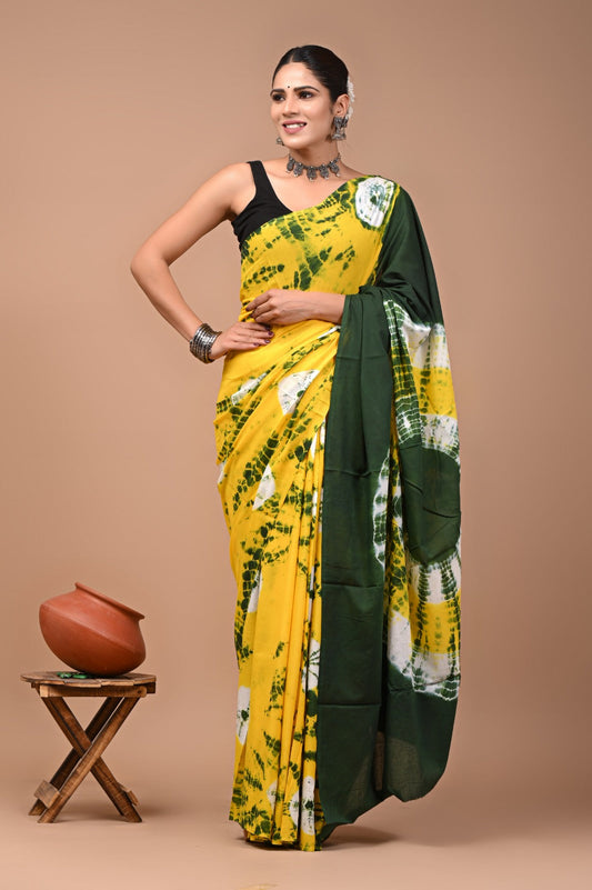 Printed Pure Cotton Mulmul Saree With Blouse