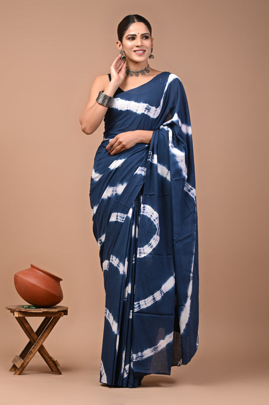 Printed Pure Cotton Mulmul Saree With Blouse