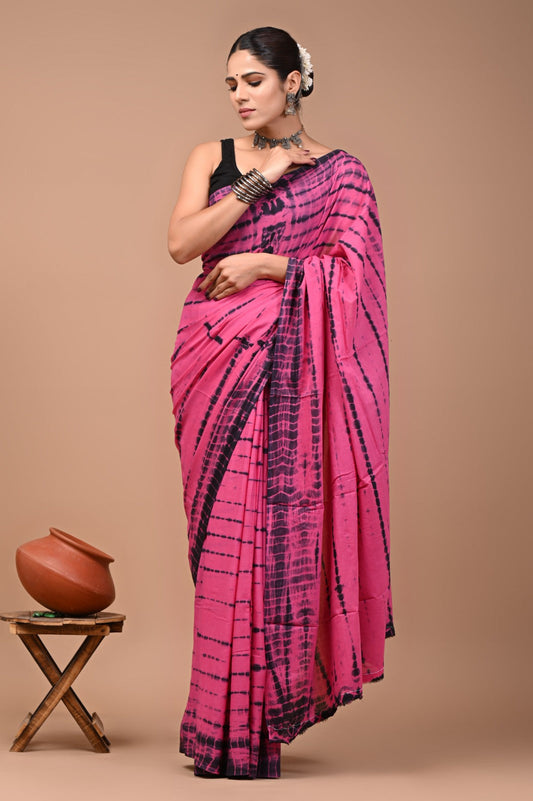 Printed Pure Cotton Mulmul Saree With Blouse