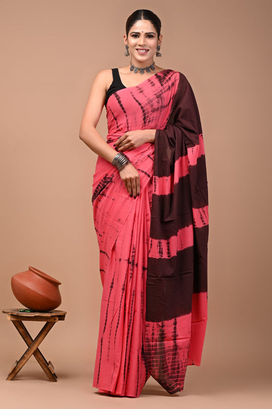 Printed Pure Cotton Mulmul Saree With Blouse