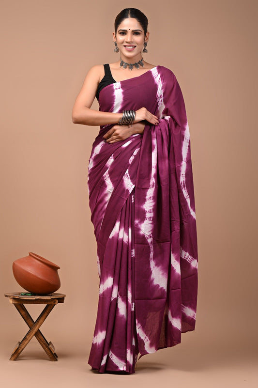 Printed Pure Cotton Mulmul Saree With Blouse