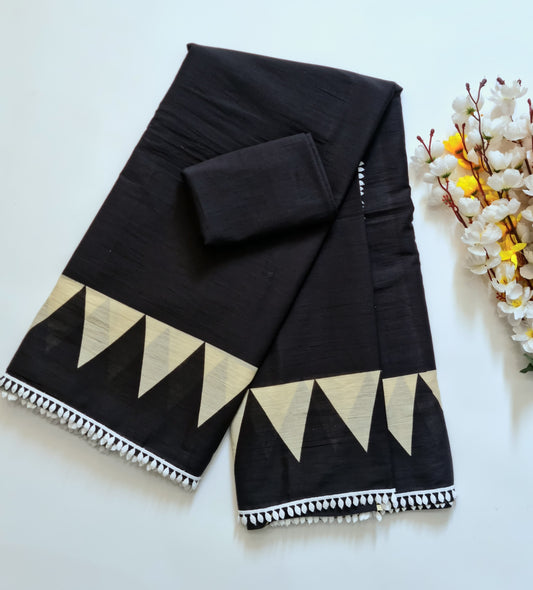 Exclusive Printed Pure Cotton Mulmul Saree with Leaf Lace